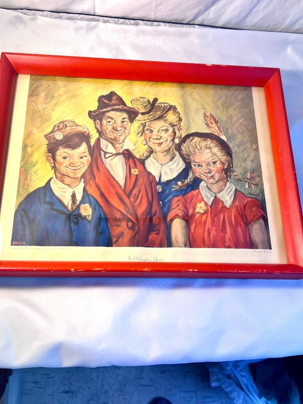 Vintage Framed The Philosopher's Quartet Henry Major Print -A0